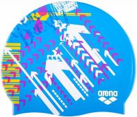 Шапочка для плавания Arena Print Jr 9417119, голубой, силикон Шапочка для плавания Arena Print Jr 9417119, голубой, силикон