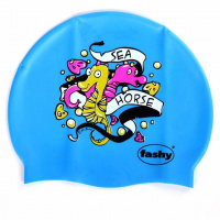 Шапочка для плавания детская  "FASHY Silicone Cap Printed", арт.3047-00-75,силикон, "морской конек",голубой Шапочка для плавания детская  "FASHY Silicone Cap Printed", арт.3047-00-75,силикон, "морской конек",голубой