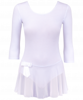 Купальник гимнастический AA-181, рукав 3/4, юбка сетка, хлопок, белый (36-42)