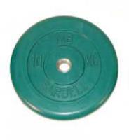 Диск обрезиненный Barbell, цветной, d=26 мм, 10 кг