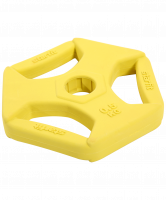 Диск обрезиненный с хватами BB-205 0,5 кг, d=26 мм, без стальной втулки, жёлтый