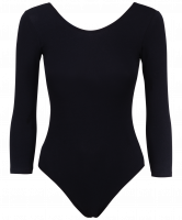 Купальник гимнастический AA-1411, рукав 3/4, хлопок, черный (28-34)