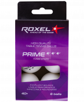 Мяч для настольного тенниса 3* Prime, белый, 6 шт.