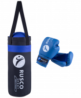 Набор для бокса 4oz, к/з, черный/синий