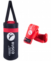 Набор для бокса, 6oz, к/з, черный/красный