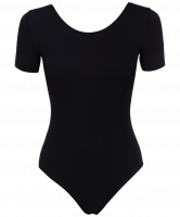 Купальник гимнастический AA-140, с коротким рукавом, хлопок, черный (28-34)