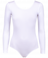 Купальник гимнастический с длинным рукавом, полиамид, белый, р. 36-42