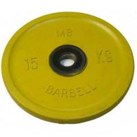 Диск обрезиненный Barbell, цветной, d=51 мм, 15 кг