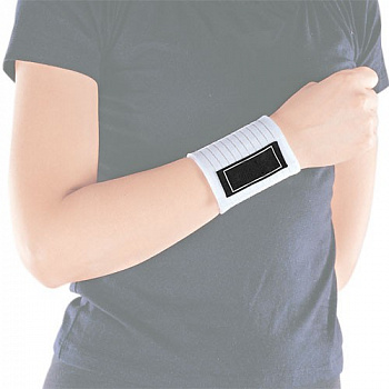 Бинт эластичный "TORRES" арт.PRL11001, на руку,  эластичный нейлон, безразмерный, бело-черный