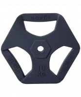 Диск обрезиненный с хватами BB-205 10 кг, d=26 мм, без стальной втулки, темно-серый