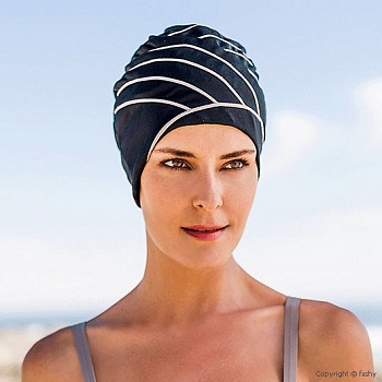 Шапочка для плавания женская  "FASHY Exclusive swimcap", арт.3428, полиамид, эластан, черно-бежевый Шапочка для плавания женская  "FASHY Exclusive swimcap", арт.3428, полиамид, эластан, черно-бежевый