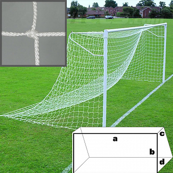 Сетка футбольная  "KV.REZAC" арт.14025632, a:7.5 b:2.5 c:0.8 d:1.2м, нить 2мм ПП бел. Сетка футбольная  "KV.REZAC" арт.14025632, a:7.5 b:2.5 c:0.8 d:1.2м, нить 2мм ПП бел.