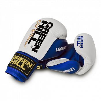 Перчатки боксерские  "GREEN HILL LEGEND" арт. BGL-2246-12-BL, 12 oz, нат. кожа, сине-белые