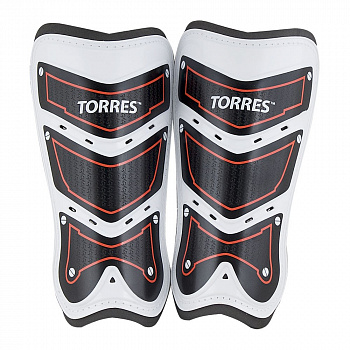 Щитки "TORRES Training" арт.  FS1505S-RD, р. S, без голеностопа, две заст. на лип, черно-бело-красн