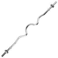 Гриф для штанги "TORRES" EZ изогнут. Z-образн., арт.PL5035, d25 мм, 120 см, сталь, замок-гайка, хром