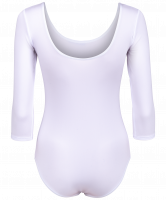 Купальник гимнастический с рукавом 3/4, полиамид, белый, р. 36-42