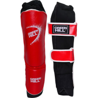 Защита голень+стопа "GREEN HILL SHELL" арт. SIS-4141-M-RD, р.M, одобр. ФКР, иск.кожа ПУ, красные