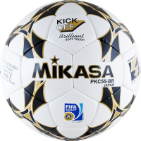 Мяч футбольный  "MIKASA PKC55BR-1", р.5, гл.ПУ, FIFA Quality (FIFA Inspected),руч.сш, лат.кам, бел-чер-зол