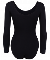 Купальник гимнастический AA-1421, с длинным рукавом, хлопок, черный (44-48)