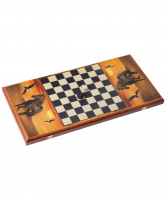 Нарды большие с цветным рисунком, деревянные шашки