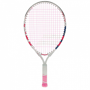Ракетка для большого тенниса детская  BABOLAT B`FLY 21 Gr000, арт.140243, для 5-7 лет, алюминий, со струнами, бел-роз-син Ракетка для большого тенниса детская  BABOLAT B`FLY 21 Gr000, арт.140243, для 5-7 лет, алюминий, со струнами, бел-роз-син