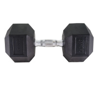 Гантель "TORRES 20 кг" арт.PL51920, металл в резиновой оболочке, форма шестигранник, черный
