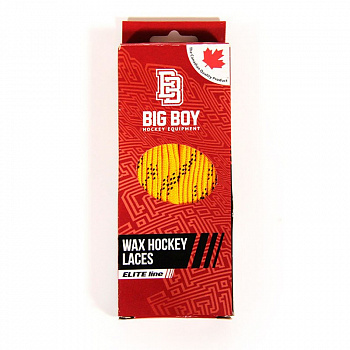 Шнурки для коньков "BIG BOY Elite Line с пропиткой" арт.BB-LACES-EL-305YL, полиэстер, 305см,желтый