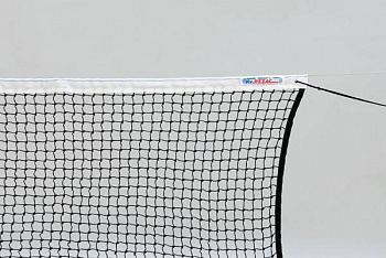 Сетка теннисная  "KV.REZAC" арт.21055863,нить 3 мм ПП,яч.45 мм,ЧЕРН,стал.трос в ПВХ об,верх.лен.из ПЭ