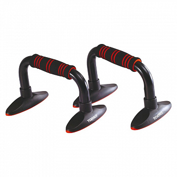 Упоры для отжимания "TORRES Push-Up Bars металл" арт.PL5015, эрг. форма, съем. основания, черн-крас