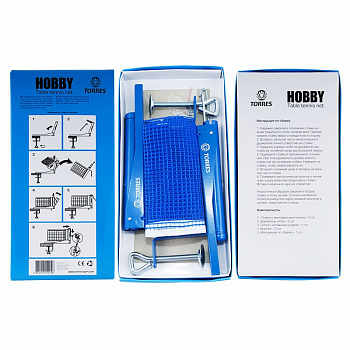Сетка для настольного тенниса  TORRES Hobby , арт.TT5017 в компл. с мет. стойками, синяя