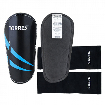 Щитки "TORRES Pro" арт.FS1608M, р. M, без голеностопа, без заст., эласт.чулок, черно-сине-белый