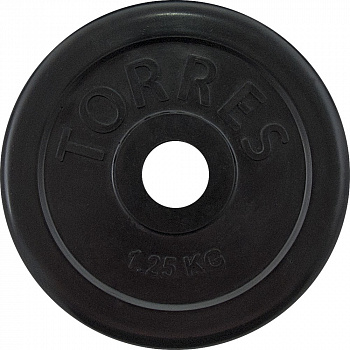 Диск обрезиненный  "TORRES 1,25 кг" арт.PL50681, d.25мм, металл в резиновой оболочке, черный