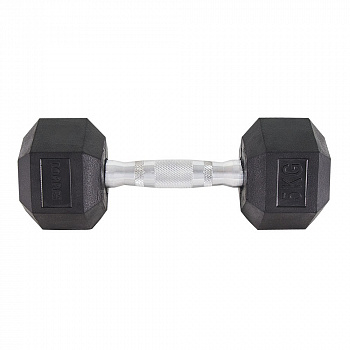Гантель "TORRES 5 кг" арт.PL51905, металл в резиновой оболочке, шестигранник,чер, ТОЛЬКО УПАК. 2 ШТ