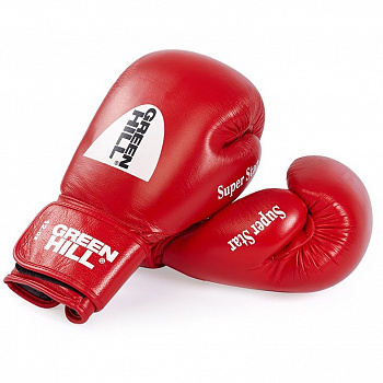Перчатки боксерские  "GREEN HILL SUPER STAR" арт. BGS-1213c-10-RD, 10 oz, нат. кожа, красные