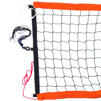 Сетка для пл.вол., арт.FS-PV-№11, 8,5х1м,нить3мм,яч.10см,верх,ниж ленты 7,5см.ОРАНЖ.цв,кев.трос, чер