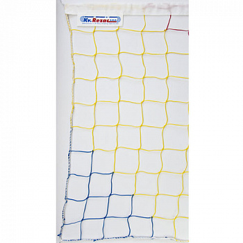 Сетка для пляжного волейбола  "KV.REZAC" арт.15095853, 2 мм ПП,бел.лента по верх,без бок.лент,вст,б-гол-ж-кр