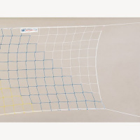 Сетка волейбольная  "KV.REZAC" любит., арт.15935004, желт.-кр.-голуб., 9.5х1м, нить 2мм ПП