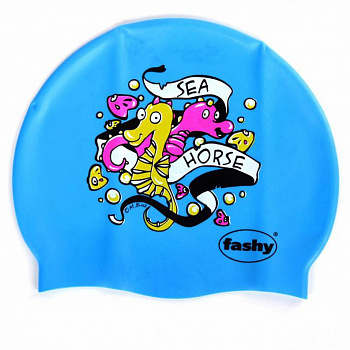 Шапочка для плавания детская  "FASHY Silicone Cap Printed", арт.3047-00-75,силикон, "морской конек",голубой Шапочка для плавания детская  "FASHY Silicone Cap Printed", арт.3047-00-75,силикон, "морской конек",голубой