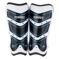 Щитки "TORRES Training"  арт.  FS1505S-BU, р. S, без голеностопа, две заст. на лип, черно-бело-синий