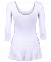 Купальник гимнастический AA-181, рукав 3/4, юбка сетка, хлопок, белый (36-42)