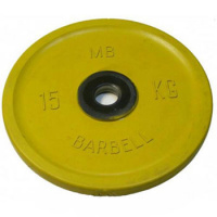 Диск обрезиненный Barbell, цветной, d=51 мм, 15 кг