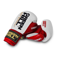 Перчатки боксерские  "GREEN HILL LEGEND" арт. BGL-2246-12-RD, 12 oz, нат. кожа, красно-белые