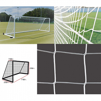 Сетка футбольная  "EL LEON DE ORO" арт.12444012000, a:7.5 b:2.5 c:1.2 d:2.5, нить 4мм ПП бел. Сетка футбольная  "EL LEON DE ORO" арт.12444012000, a:7.5 b:2.5 c:1.2 d:2.5, нить 4мм ПП бел.