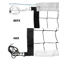 Сетка волейбольная , арт.FS-V-№8,черн, 9.5х1м, нить3,5мм ПП, яч.10см.,верх.лента 7см, карманы,кевлар. трос